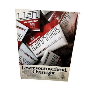 1992 UPS Next Day Air Letter Ad Vintage Business Shipping Print